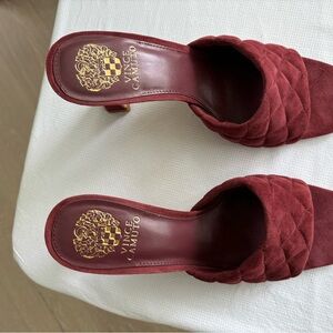 Vince Camuto quilted suede Burgundy heels.